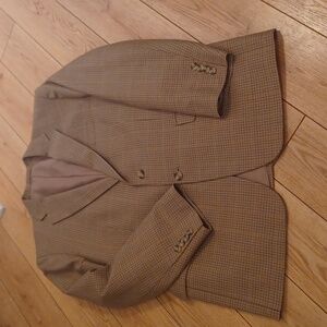 Milano Fashions Custom-Made Jacket/Blazer Tan/Brown Plaid Single Breasted Single